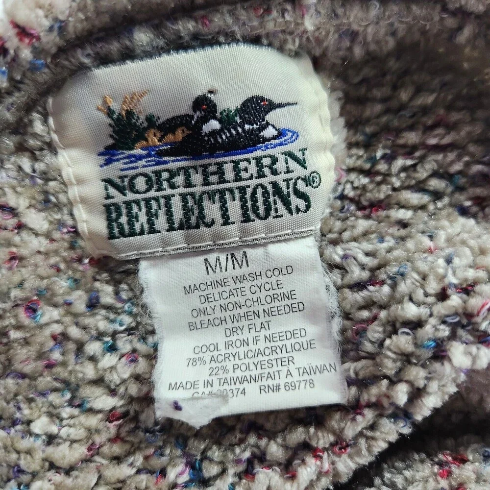 Vintage Northern Reflections M Knit Cardigan Button Sweater Gray Speckled FLAW